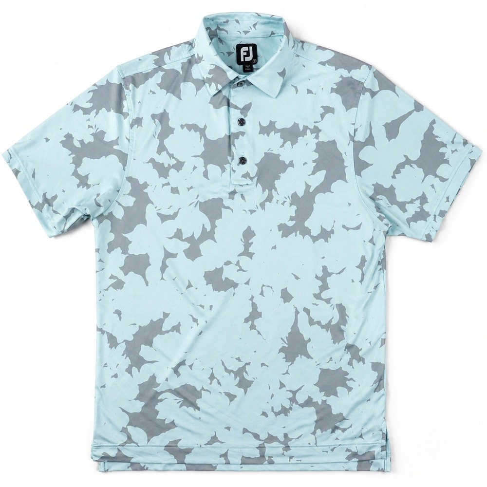 FootJoy Polo Shirt Men's Small Ice Blue Camo Golf Performance Grey